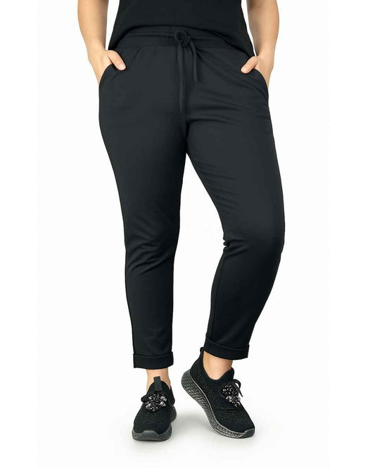 Büyük Beden Duble Paça Cepli İnci Çelik Örgü Pantolon