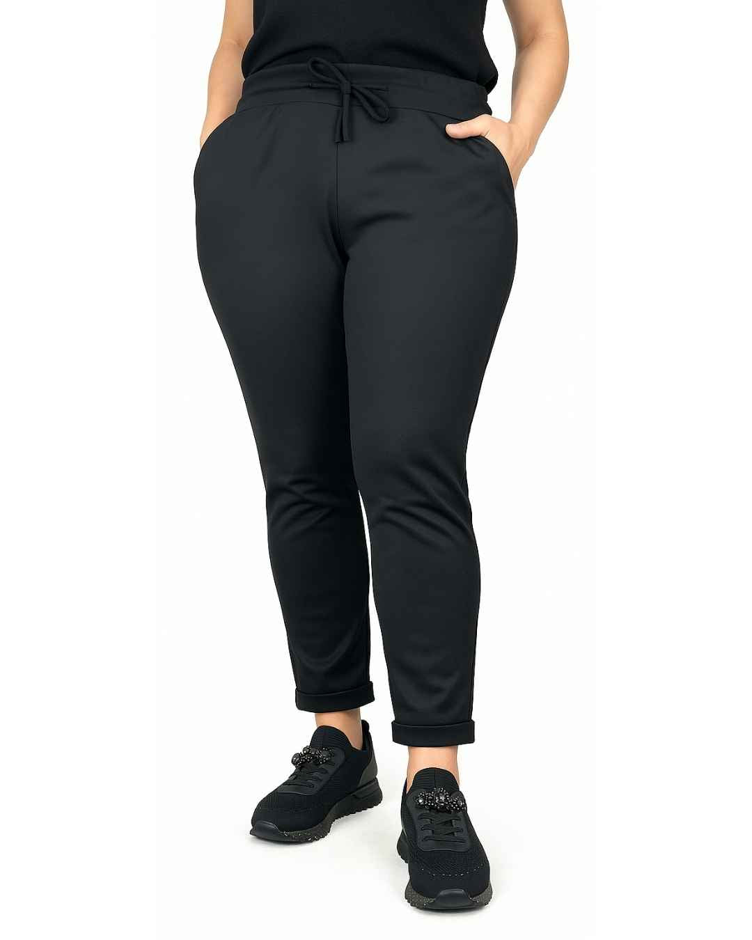 Büyük Beden Duble Paça Cepli İnci Çelik Örgü Pantolon