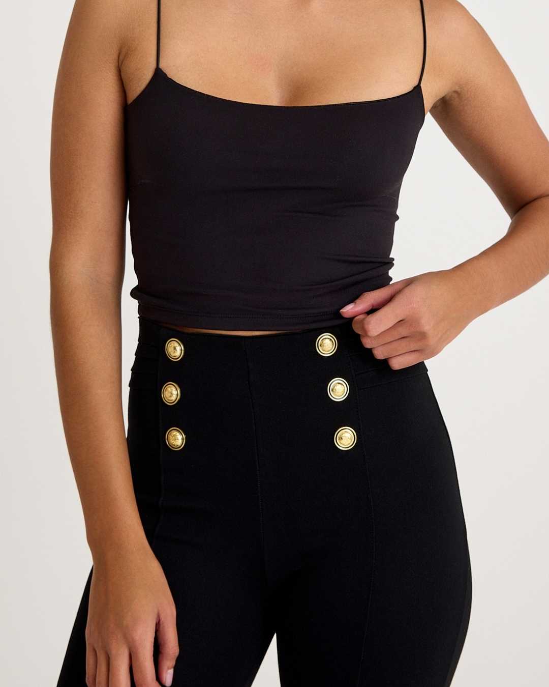 6 Düğmeli Yüksek Bel Çelik Örgü Tayt