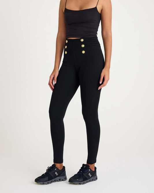 6 Düğmeli Yüksek Bel Çelik Örgü Tayt