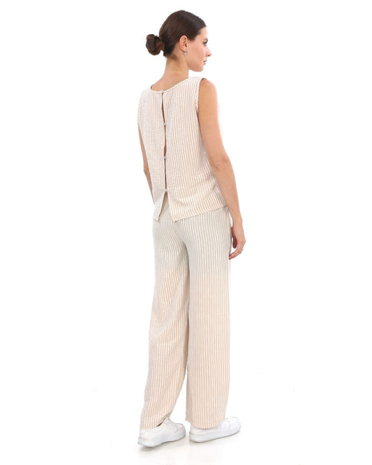 Çizgili Keten Takım