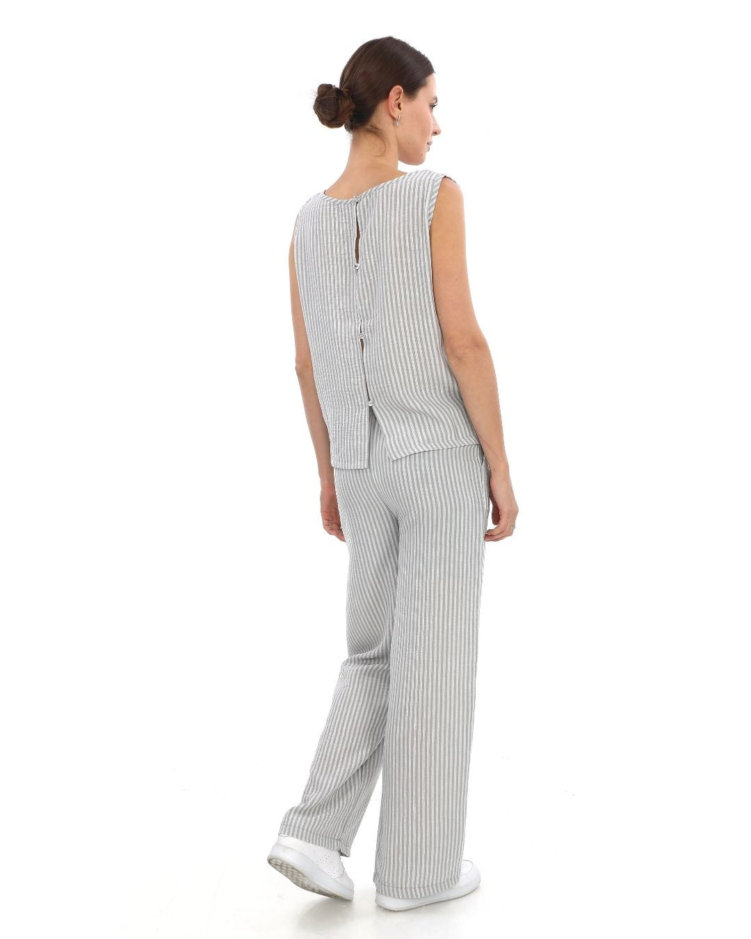 Çizgili Keten Takım