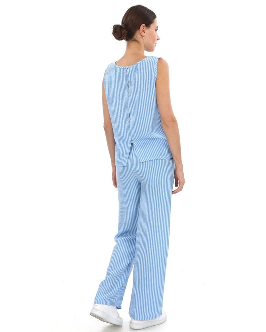 Çizgili Keten Takım