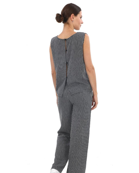 Çizgili Keten Takım