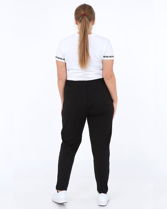 Büyük Beden Cepli Bağcıklı Çelik Örgü Pantolon