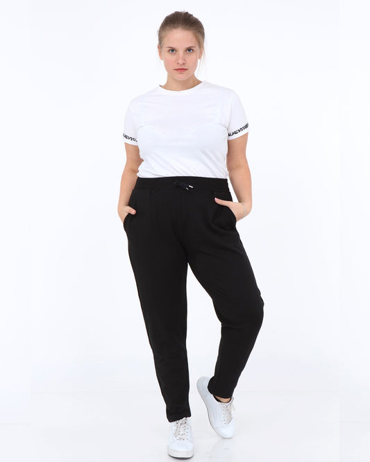 Büyük Beden Cepli Bağcıklı Çelik Örgü Pantolon