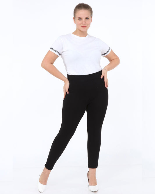 Büyük Beden İnce Kemer Yüksek Bel Çelik Örgü Tayt