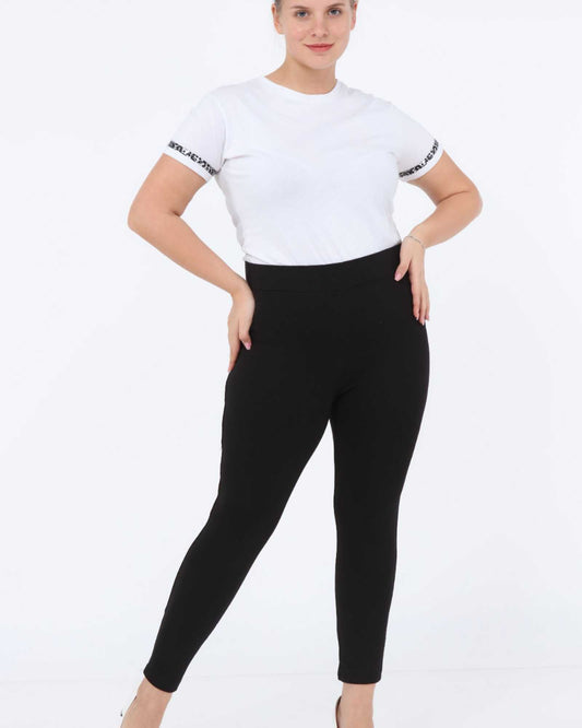 Büyük Beden Arkası Cepli Yüksek Bel Çelik Örgü Tayt