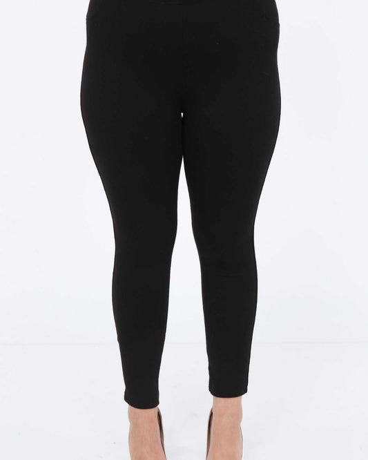 Büyük Beden Arkası Cepli Yüksek Bel Çelik Örgü Tayt